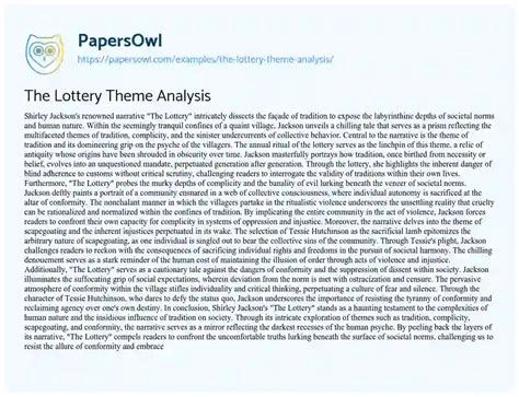 the lottery theme analysis essay.